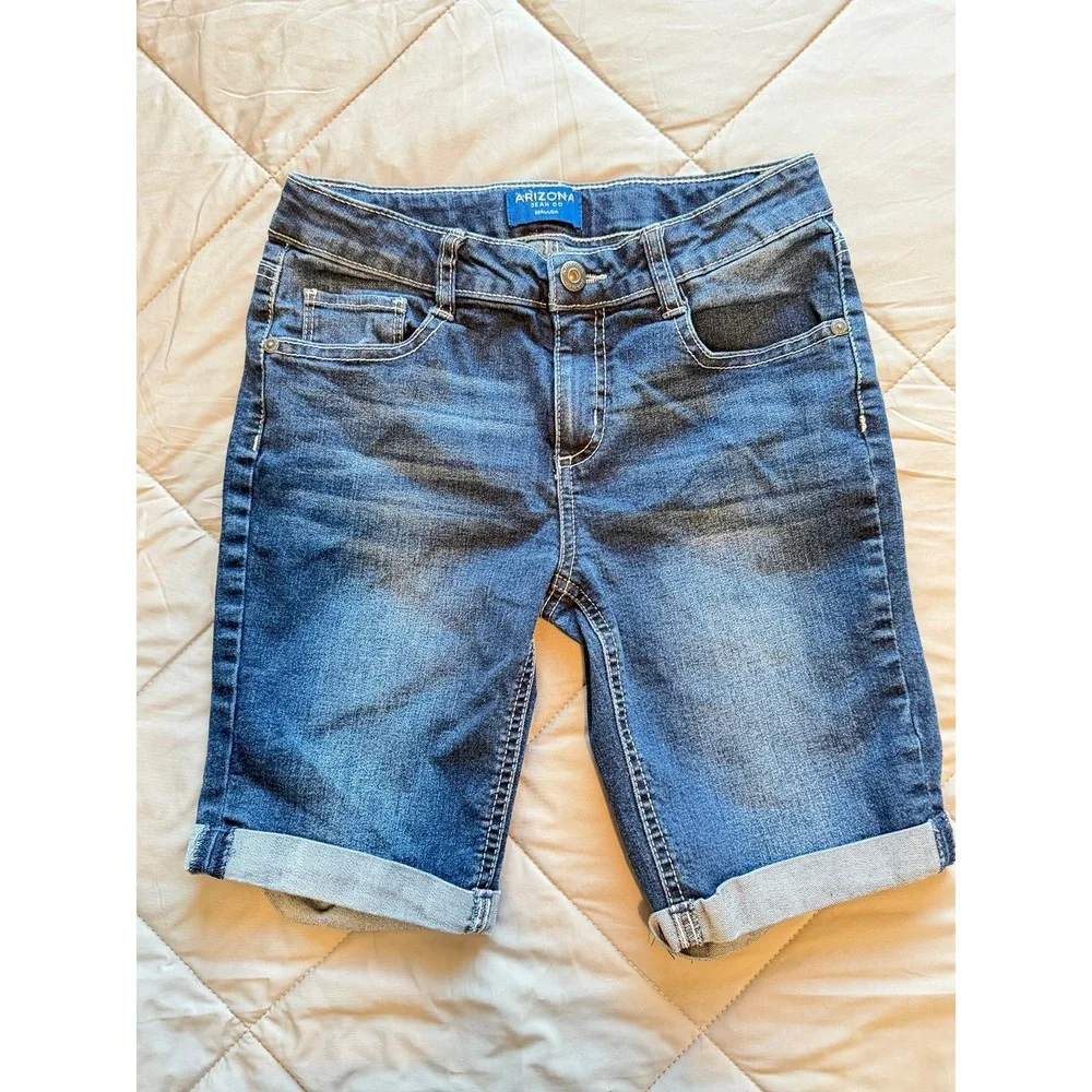 Girls denim shorts Arizona jean co size large (12) adjustable waist summer Y2K